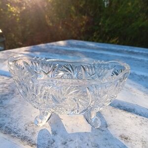 Vintage Footed Glass Crystal Bowl/Candy Dish